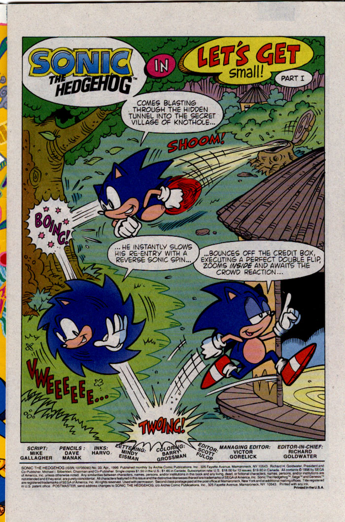 Sonic - Archie Adventure Series April 1996 Page 1